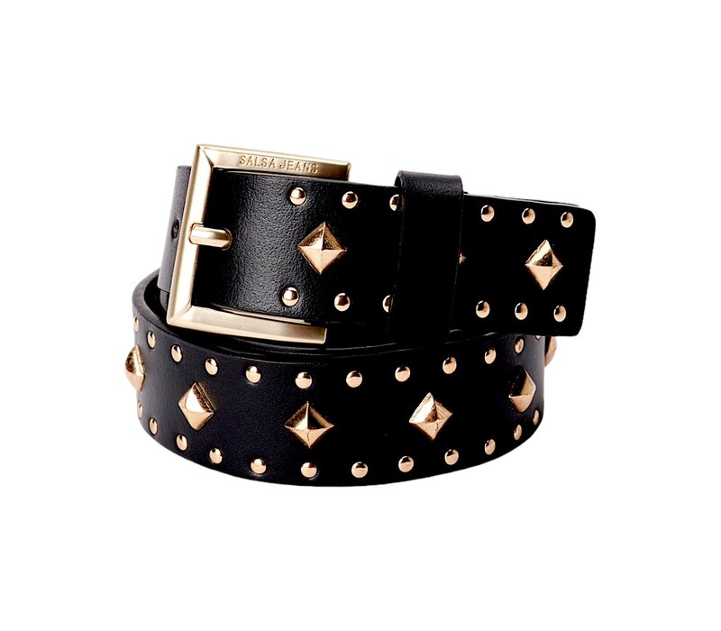 Salsa 21007609 Black leather Belt w/Gold Studs