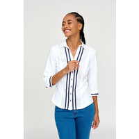 Tinta ALEXANDRA White/Navy trim Blouse