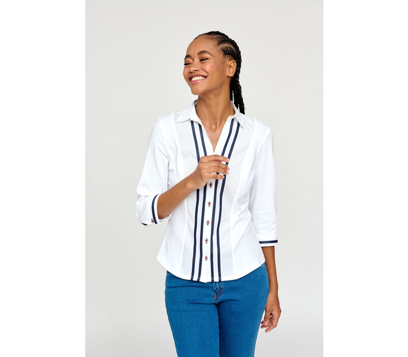 Tinta ALEXANDRA White/Navy trim Blouse