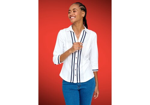 Tinta Tinta ALEXANDRA White/Navy trim Blouse