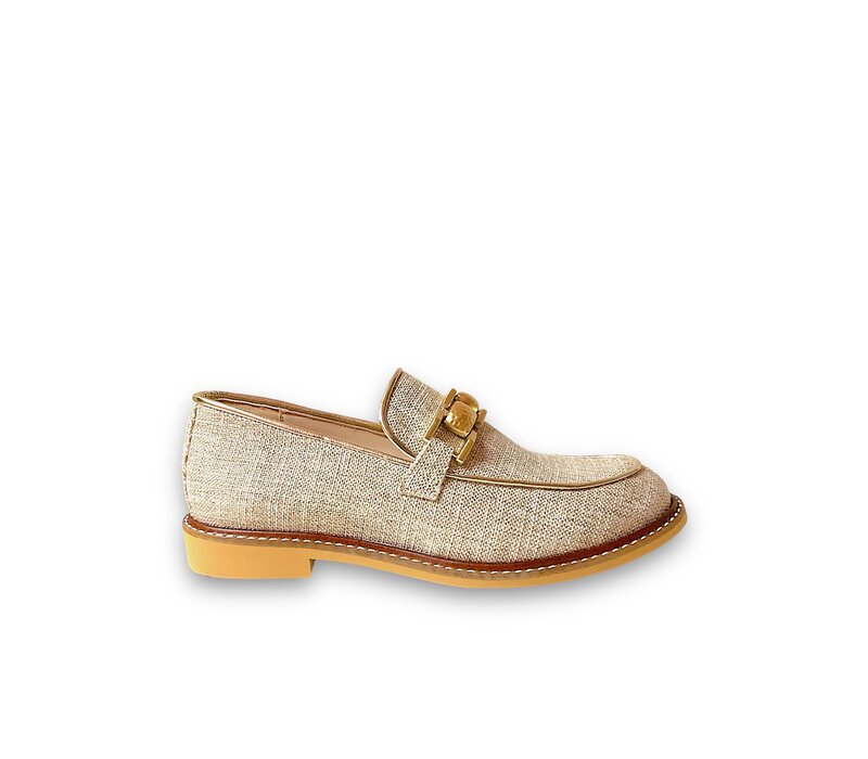 Marian 9906 V24  Beige/Gold Linen Loafers