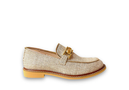 Marian Marian 9906 V24  Beige/Gold Linen Loafers