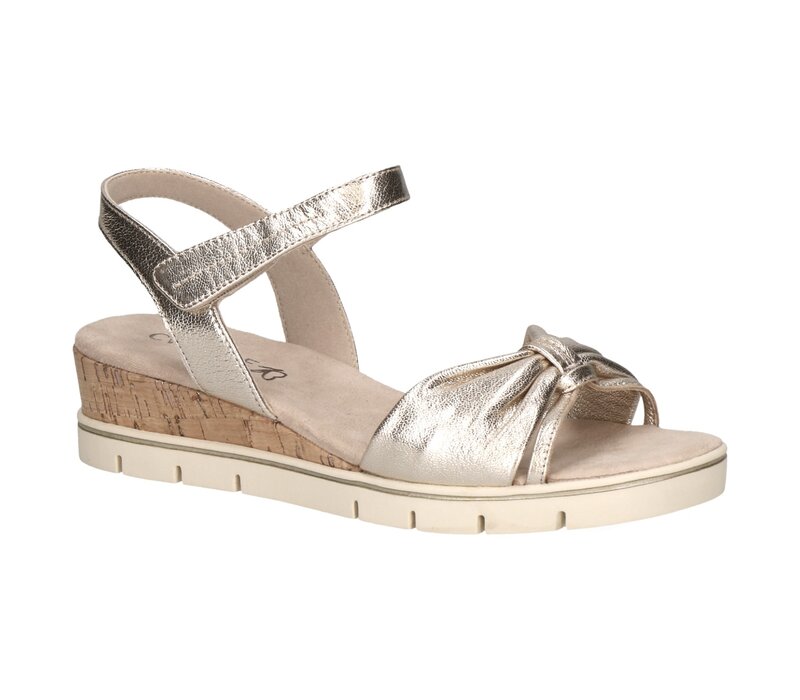 Caprice 28712 Gold Wedge Leather Sandal