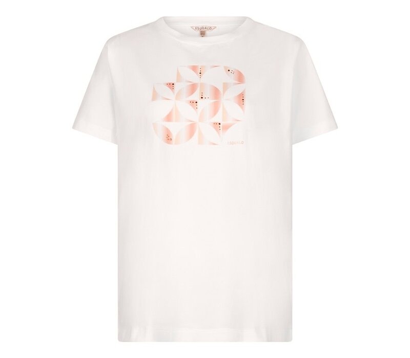 EsQualo 05019 Off-White Print T-Shirt