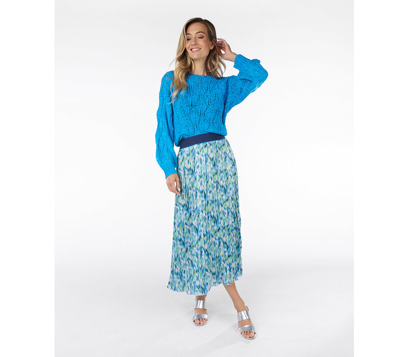 EsQualo 14014 Bayside Print Plisse Skirt