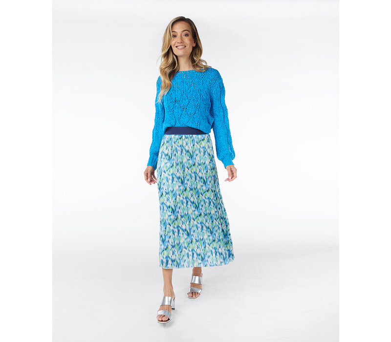 EsQualo 14014 Bayside Print Plisse Skirt