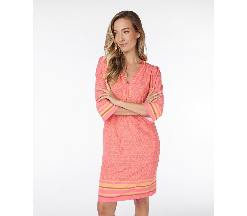 EsQualo 30003 Chain Print Dress w/Beads