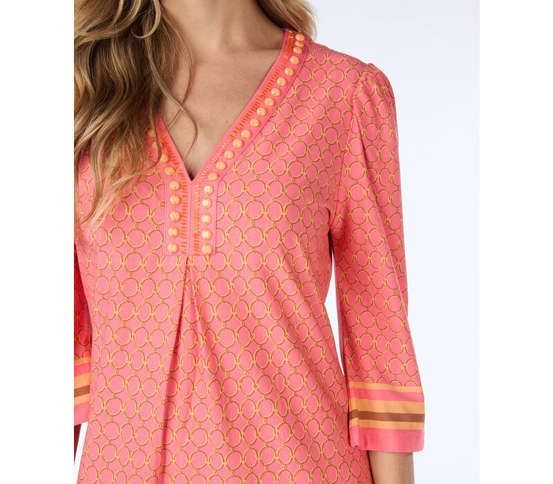 EsQualo 30003 Chain Print Dress w/Beads