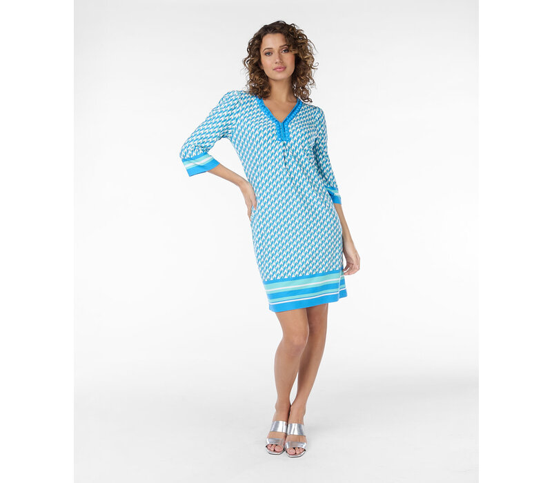 EsQualo 30011 Bayside Print Dress w/Beads