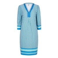 EsQualo 30011 Bayside Print Dress w/Beads