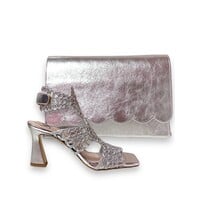 Marian 906 Silver Leather Clutch Bag