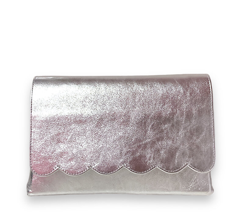 Marian 906 Silver Leather Clutch Bag