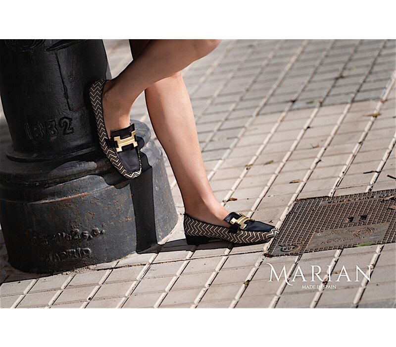 Marian 8903 Black/Natural Deco Loafer