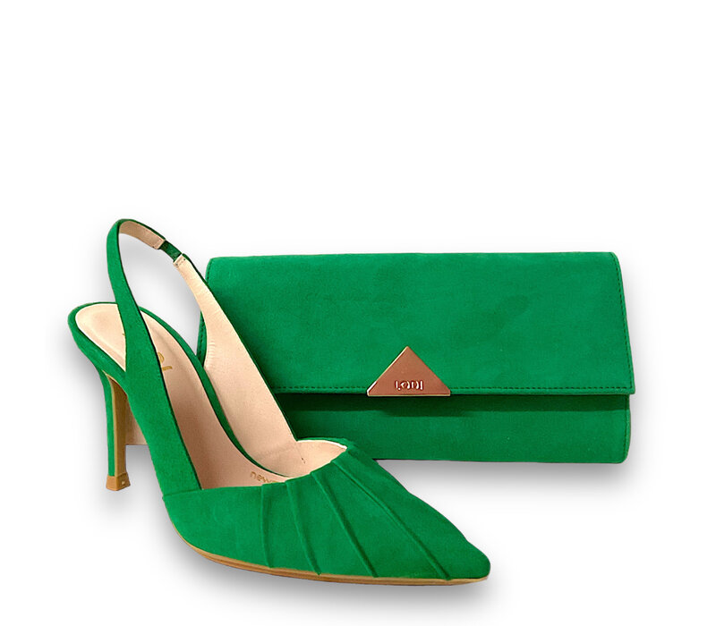 Lodi L903 Green Suede Clutch Bag