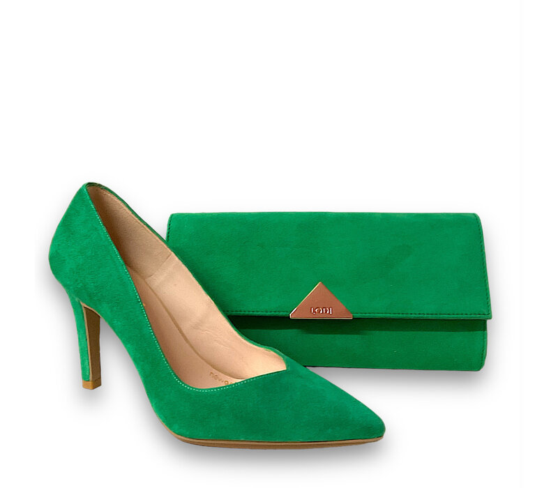 Lodi L903 Green Suede Clutch Bag