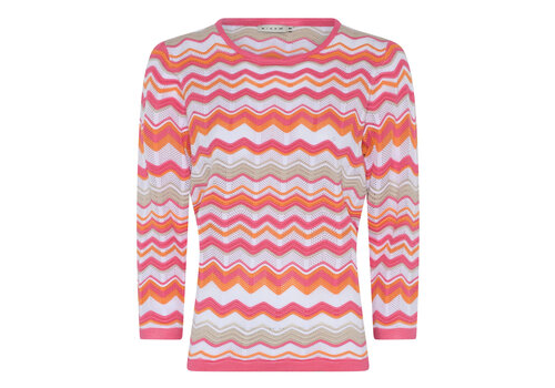 Micha S/S Micha 174 194 Orange/Pink Stripe Sweater