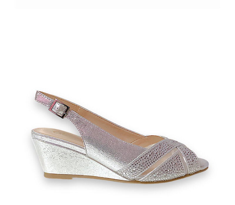 Glamour MINSK Silver Dressy Wedge Sandal