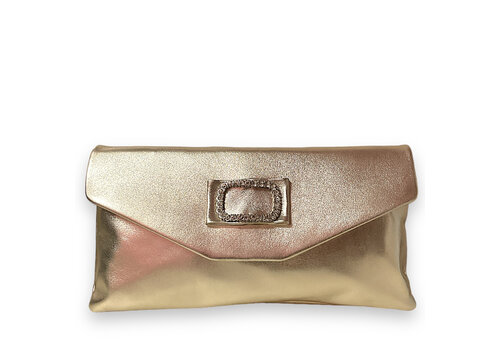 Le Babe Le Babe Gold Leather with Diamanté Brooch