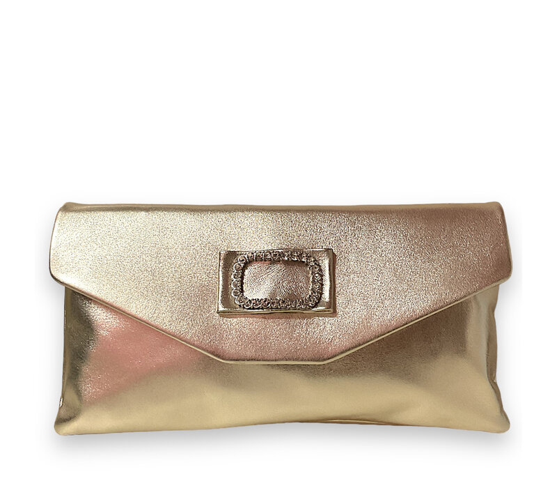 Le Babe Gold Leather with Diamanté Brooch