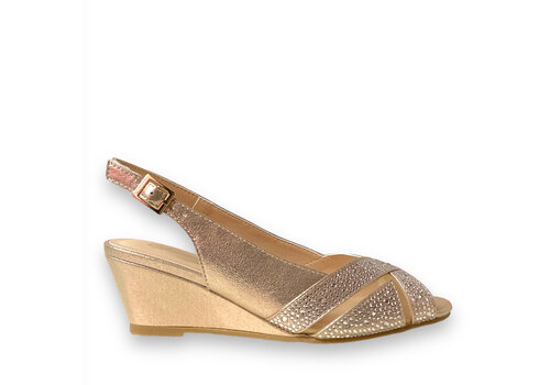 Glamour Glamour MINSK Gold Dressy Wedge Sandal