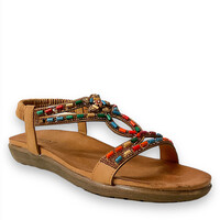 Redz USSERY Tan Multi Beaded Sandal