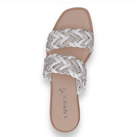 Caprice 27101 White/Silver Plait Sandals