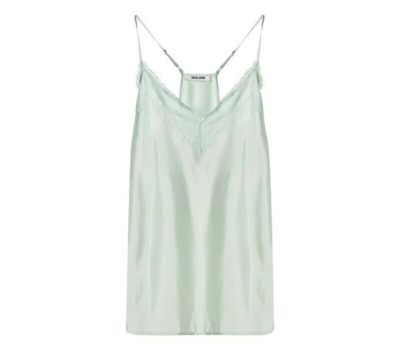 Salsa 21008240 Mint Satin Top with Lace