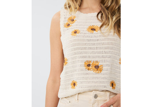 EsQualo EsQualo 02201 Flowery Knit Tank Top