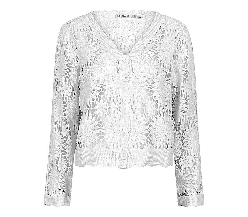 EsQualo 18204 Off-White Crochet Cardi