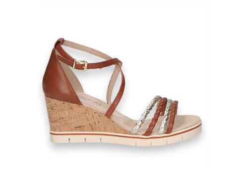 Caprice Caprice 28312 Cognac/Gold Wedge Sandals