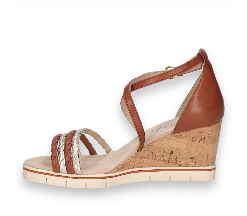 Caprice 28312 Cognac/Gold Wedge Sandals