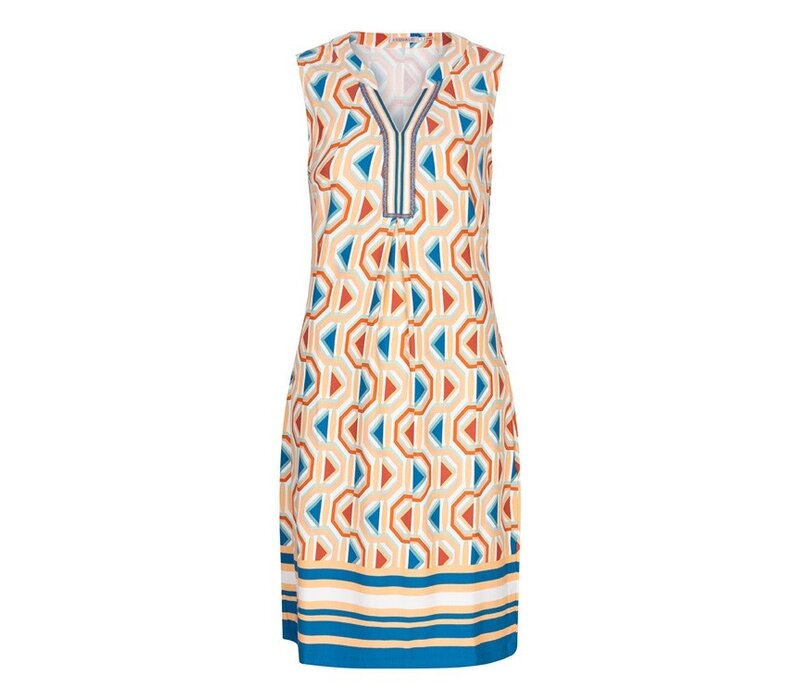 EsQualo 30212 Graphic Wave Sleeveless Dress