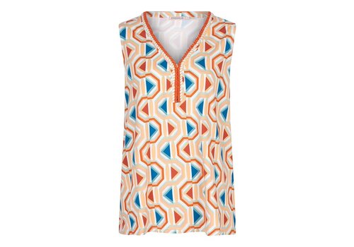 EsQualo EsQualo 30213 Graphic Wave V Neck Top