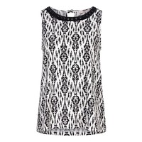 EsQualo 30234 Black & White Print Top