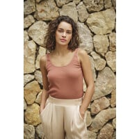 EsQualo 30221 Pecan Rib Knit Top