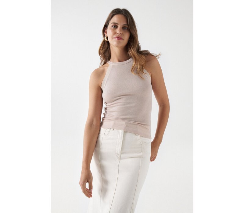 Salsa 210079556 Pale Gold Lurex Top