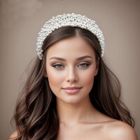 SS46  Flat Fit Wide Headband in Ivory Pearl