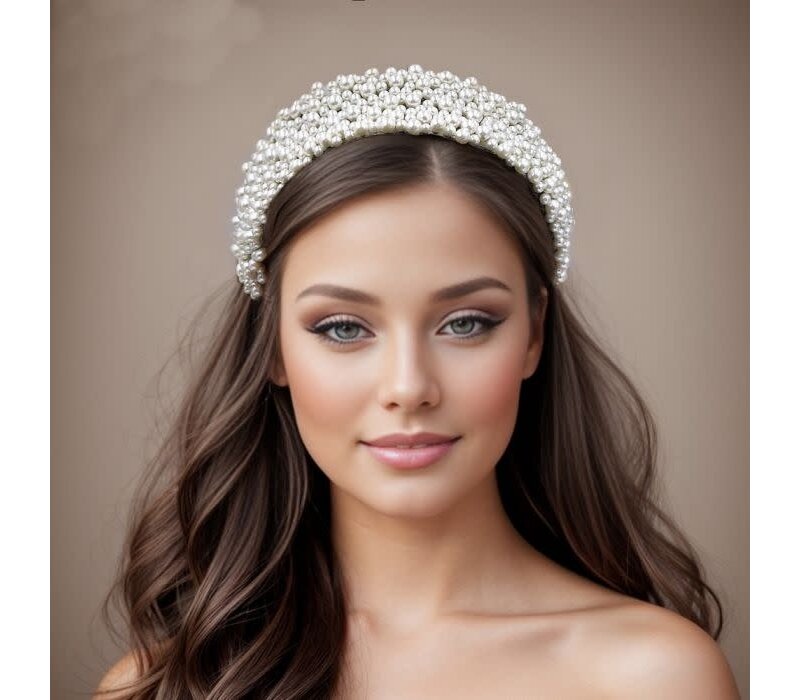 SS46  Flat Fit Wide Headband in Ivory Pearl