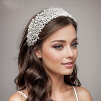 SS46  Flat Fit Wide Headband in Ivory Pearl
