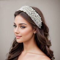 SS46  Flat Fit Wide Headband in Ivory Pearl