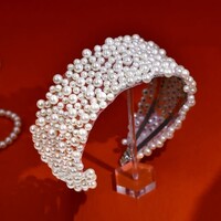 SS46  Flat Fit Wide Headband in Ivory Pearl
