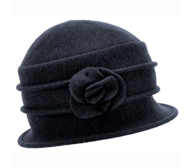 Seeberger 018042 Navy Boiled Wool Cloche