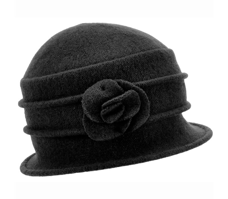 Seeberger 018042 Black Boiled Wool Cloche
