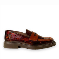 Wonders B-9143 Tan Pat Croc Loafers