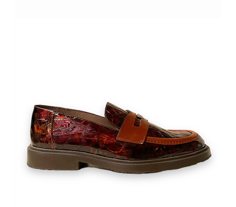 Wonders B-9143 Tan Pat Croc Loafers