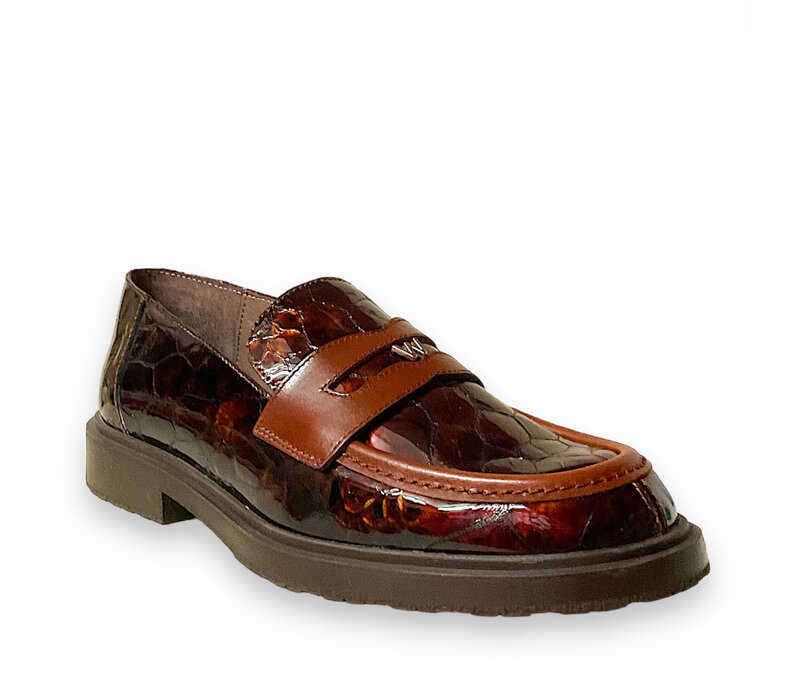 Wonders B-9143 Tan Pat Croc Loafers