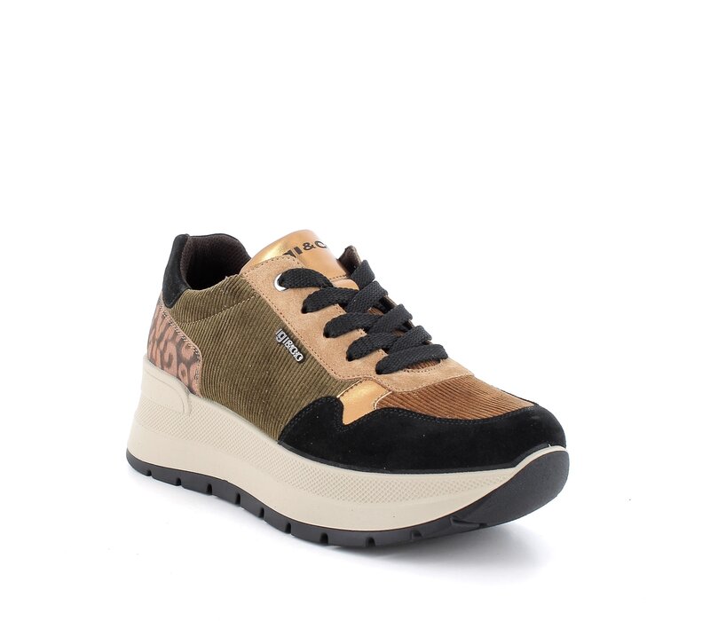 IGI&CO 6675600 Blk multi Wedge Sneaker