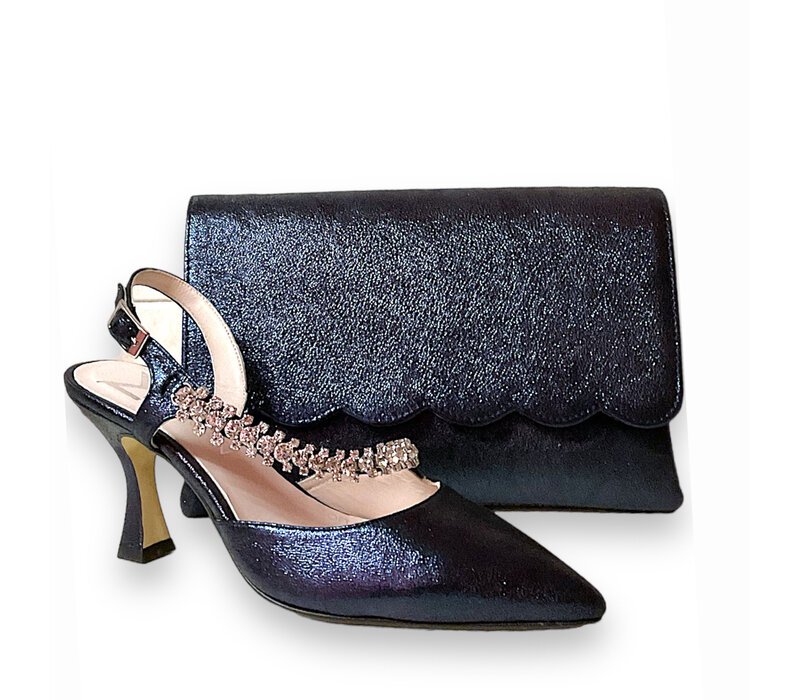 Marian 2526 Navy Shimmer Sling Backs
