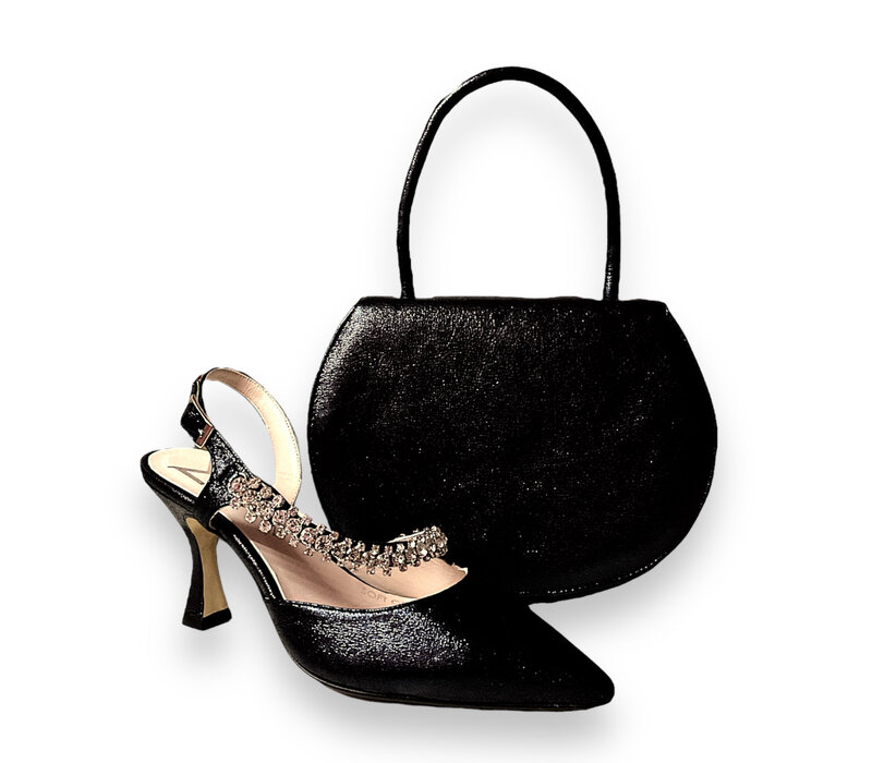 Marian 2526 Black Shimmer Sling Backs