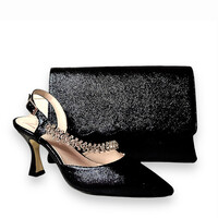 Marian 2526 Black Shimmer Sling Backs
